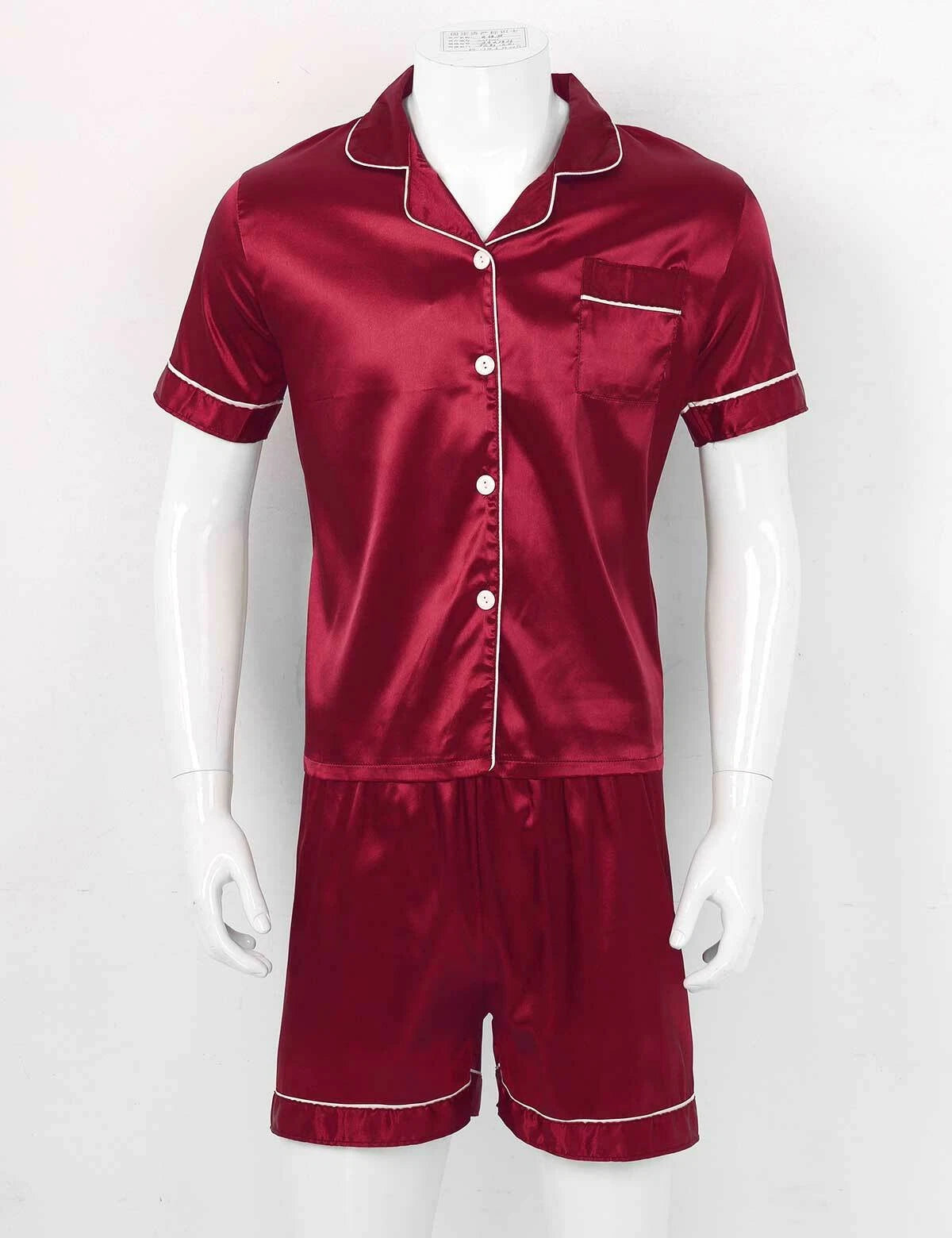 Mens Satin Nightwear Two Piece Pyjamas Pajamas Set Loungewear L-3XL-