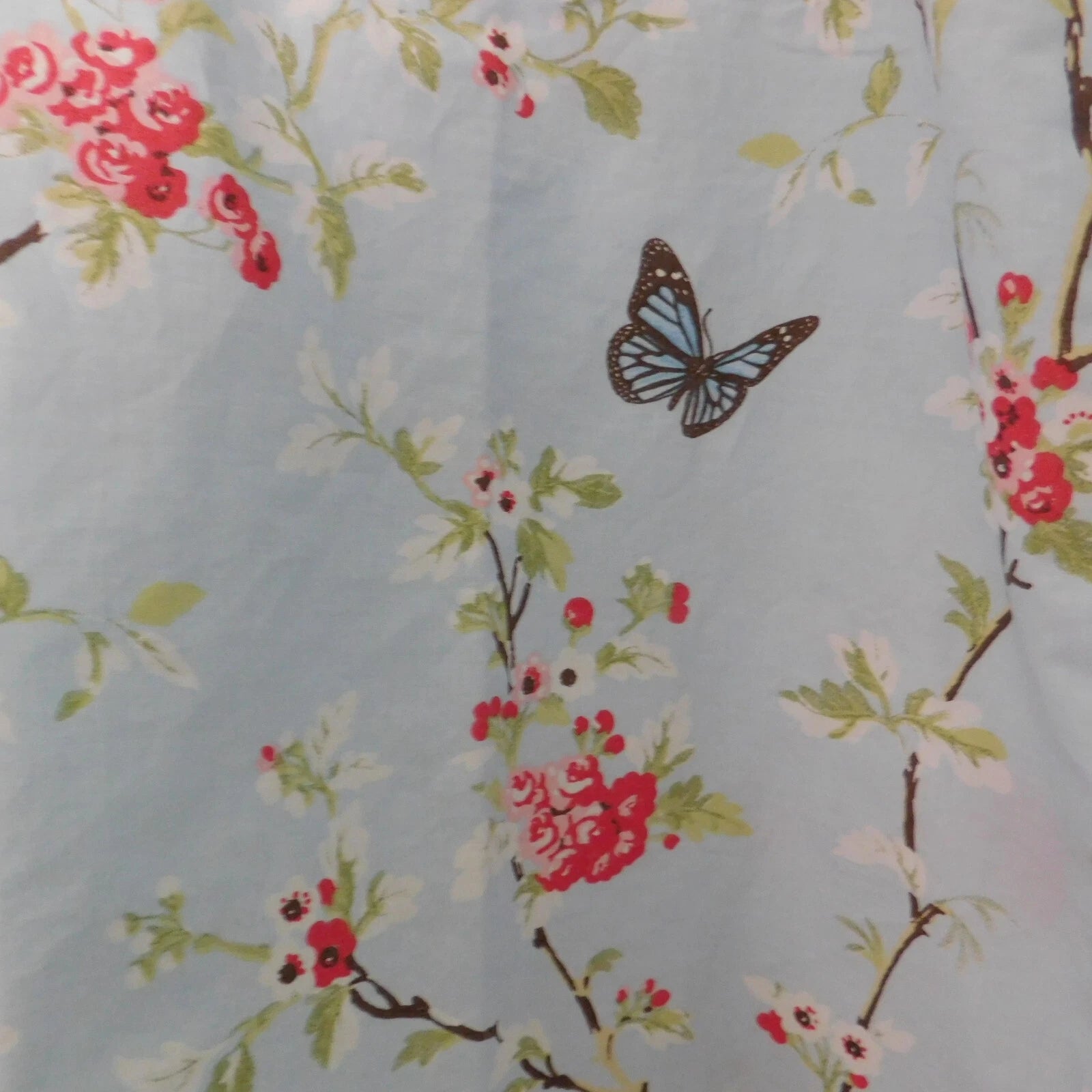 NEW Portuguese Cotton Pajamas PJs Capri Short Sleeve Blue Floral Size Small