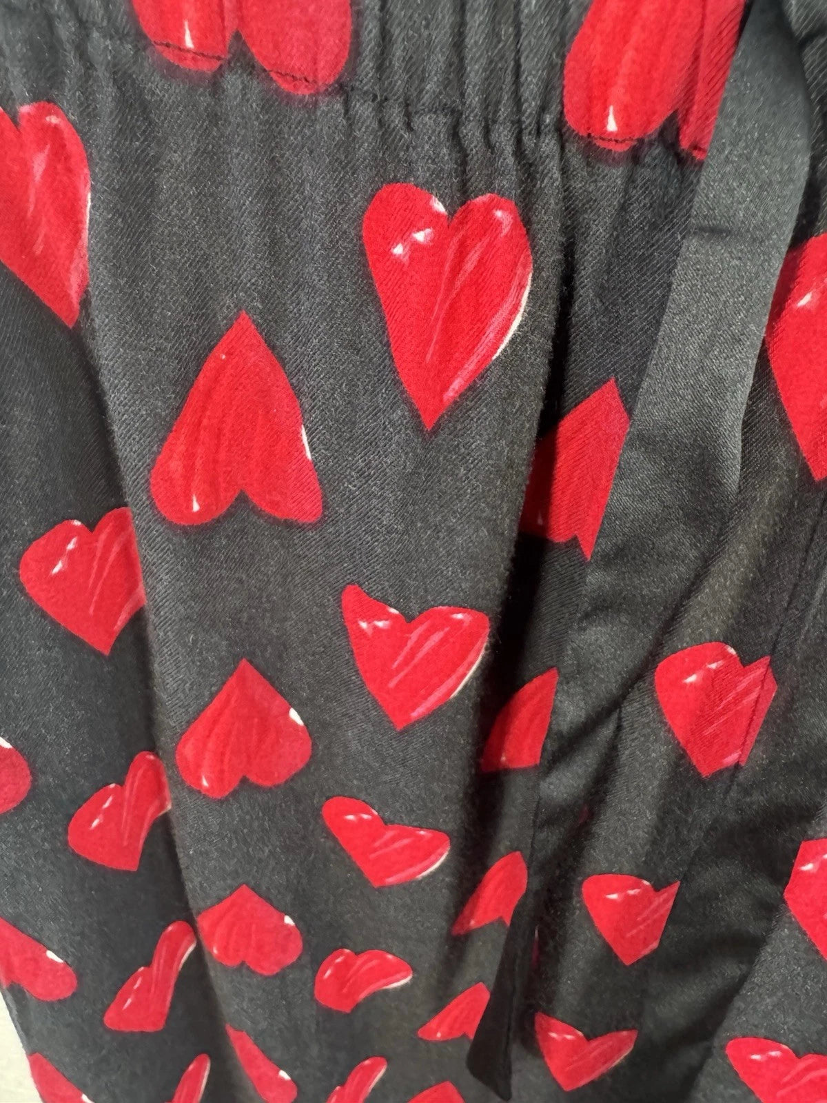 Victorias Secret Pajama Set L Heart Button Up Shirt Pant Sleepwear Cotton Black