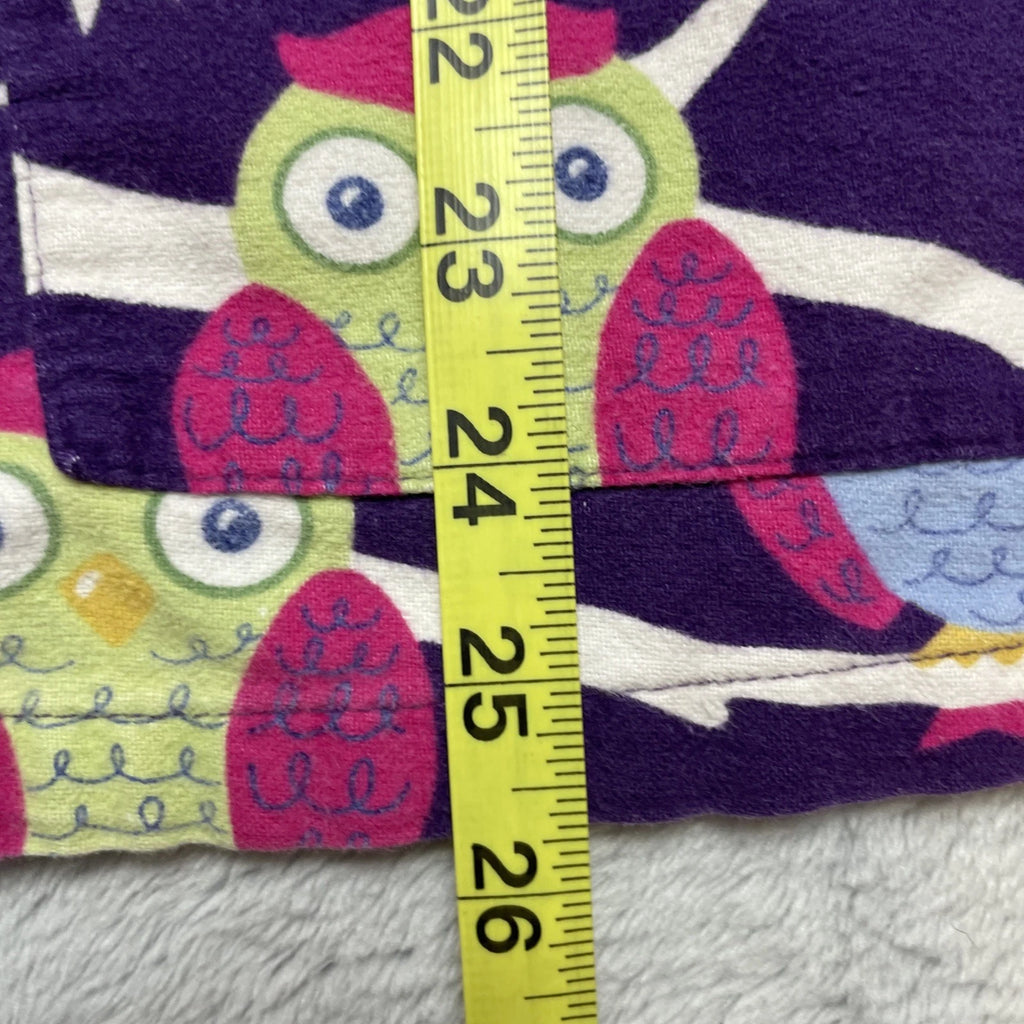 Nick & Nora Owl Pajama Set Womens XL Purple Flannel Top Bottoms Starry Night