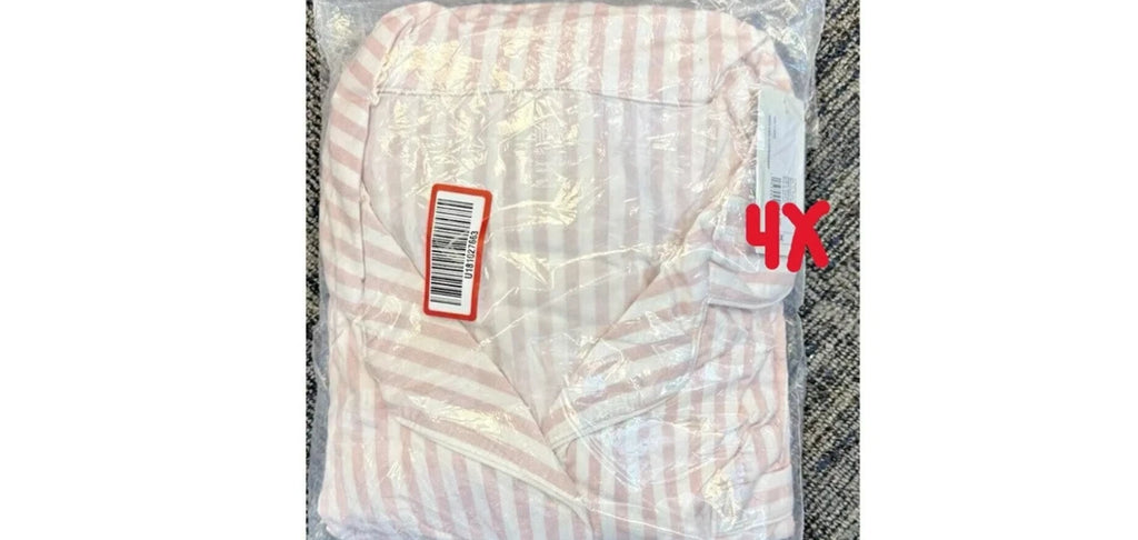 Stars Above Womens Pink/White Striped Set Top & Pants Pajama 4X