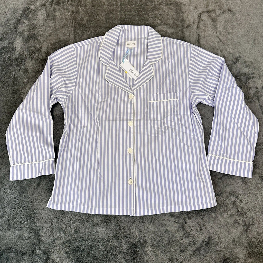 Bed Head 2pc Pajama Set Size Medium Blue Stripe Relax Fit Long Sleeve Women NWT