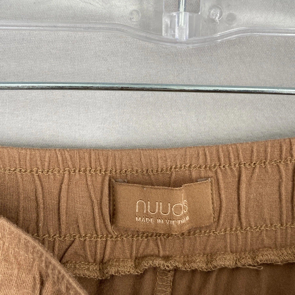 Nuuds Pajama Set Top & Pants Womens Size XS Brown Crewneck Pull On Bottoms