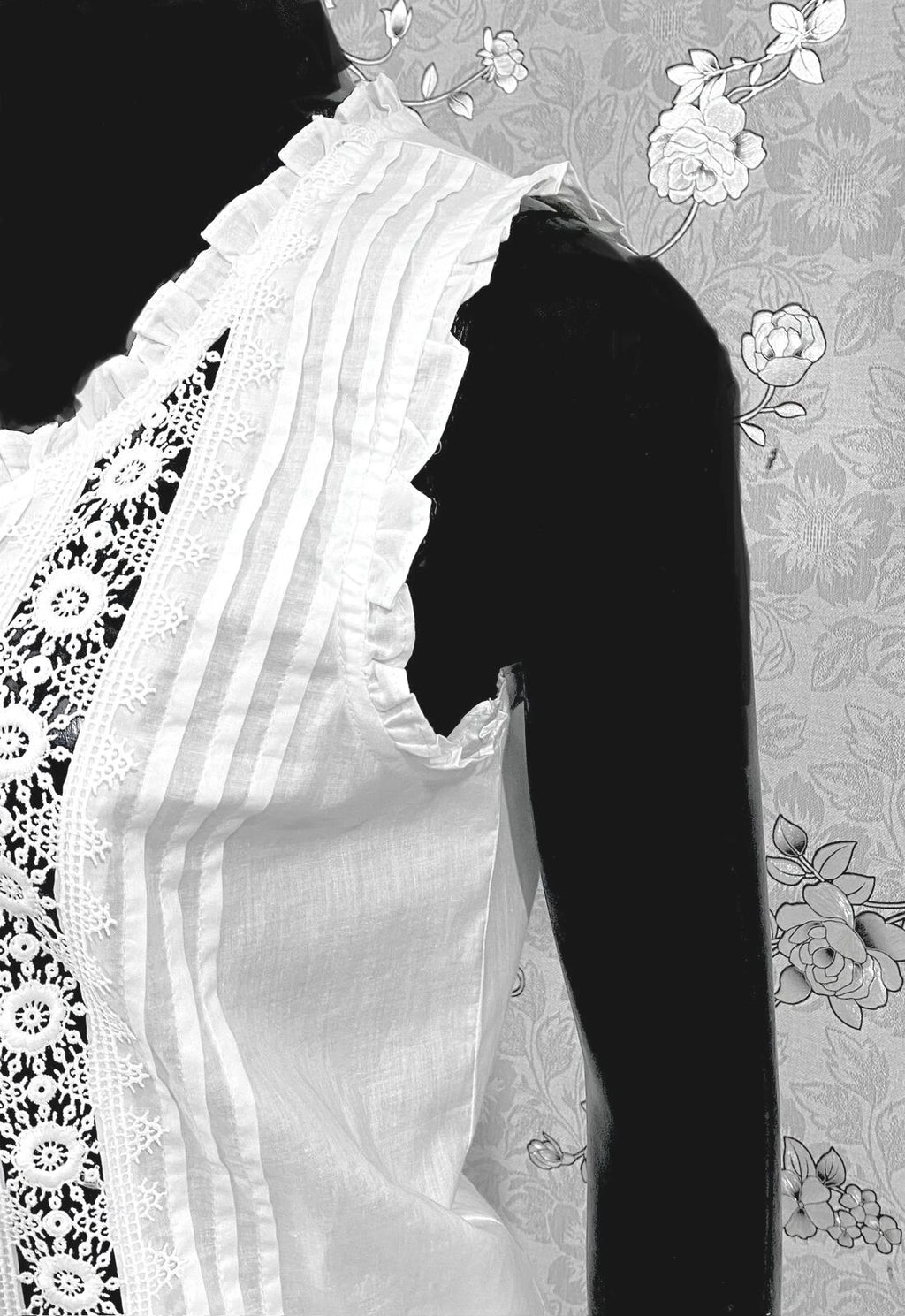 Victorian White 100% Cotton Pajama Set with Wide Leg Pants - SoieRose SR1175