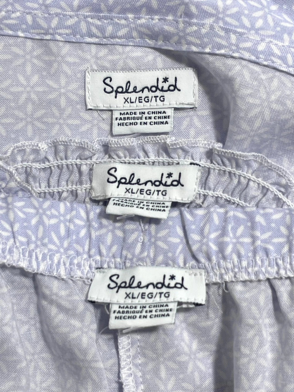 NWT Splendid Womens XL 3-Piece Robe, Tank Top & Shorts Sleep Set Petal Dot Geo