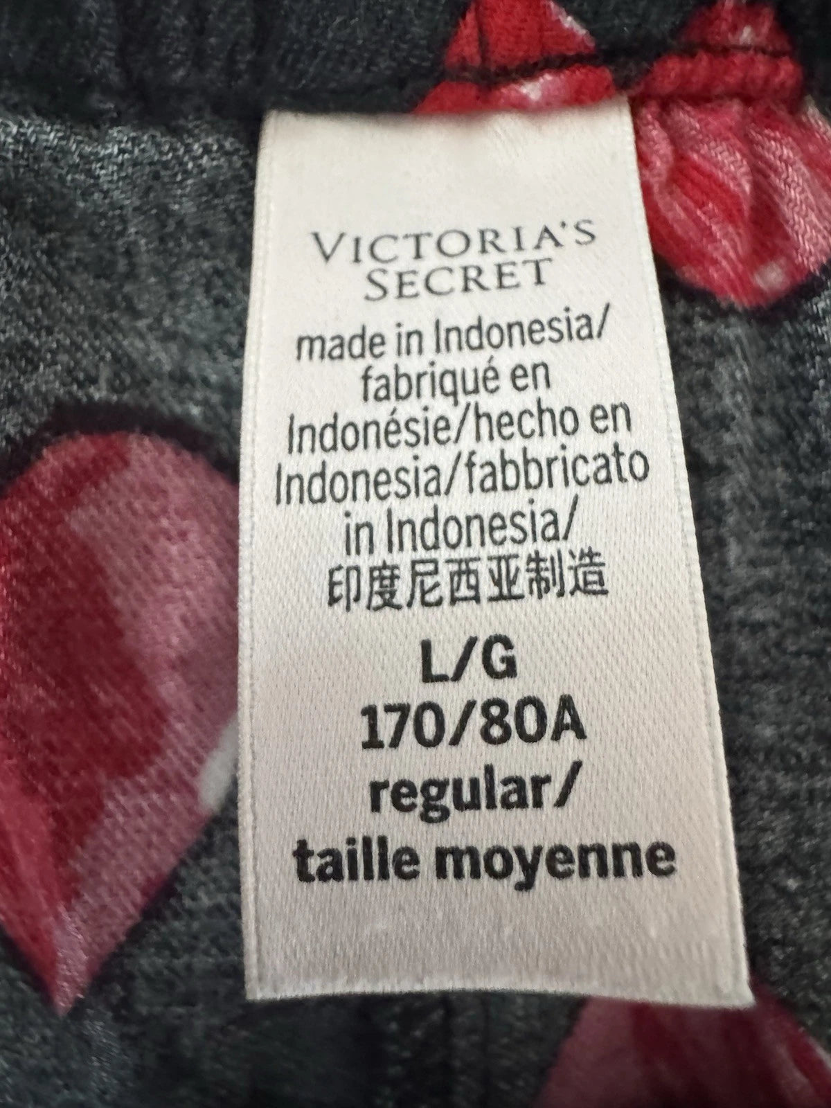 Victorias Secret Pajama Set L Heart Button Up Shirt Pant Sleepwear Cotton Black