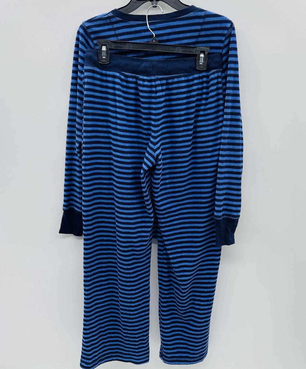 Nautica Womens Size Small Soft Fleece Striped 2 Piece Pajama Set in Blue