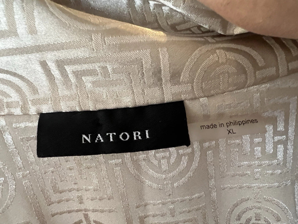 Natori XL Womens 2PC Infinity Tan Pajama Set Asian Print Cropped Pants READ