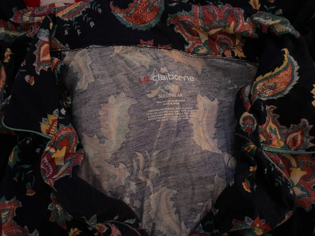 Liz Claiborne Navy Blue Floral Print PJ's - XXL