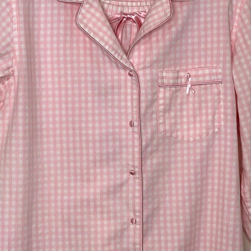 NAUTICA Sleepwear women's Medium pajama set pink gingham breast cancer awareness