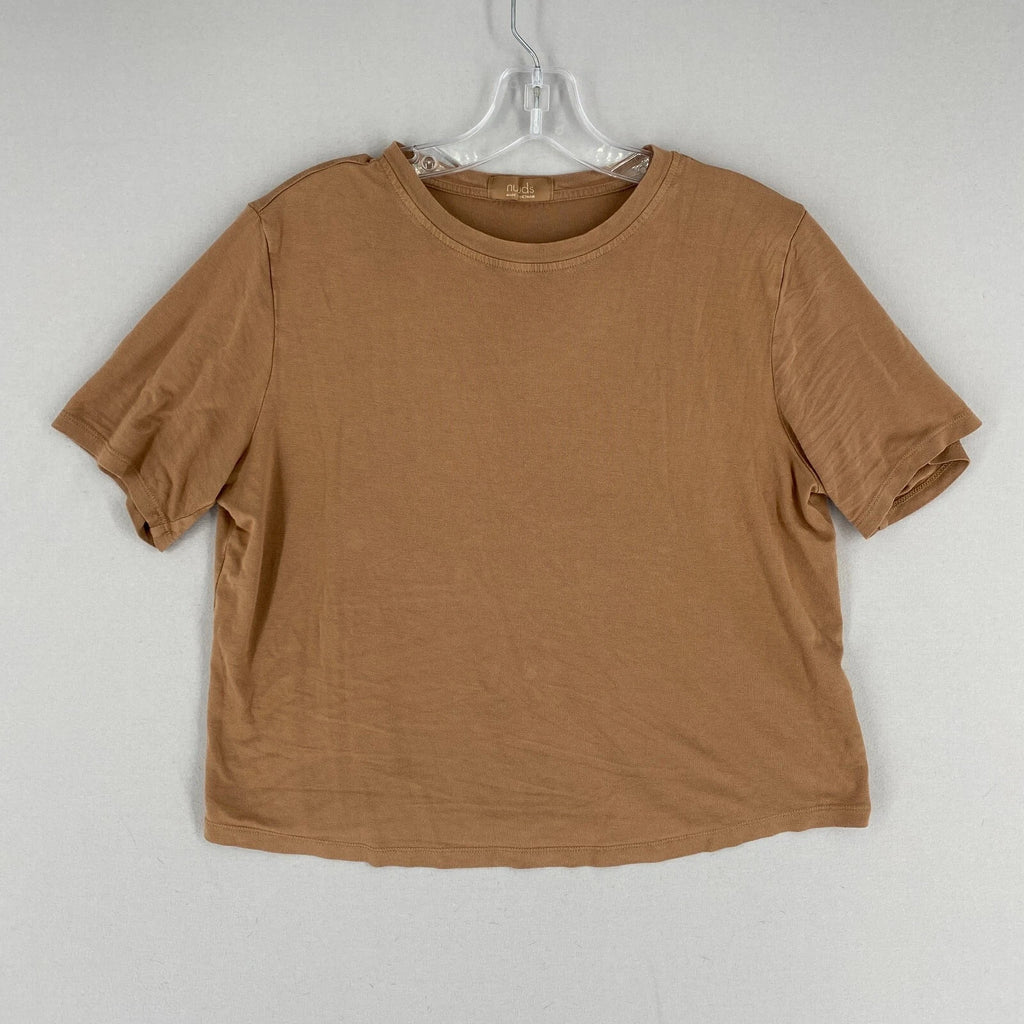 Nuuds Pajama Set Top & Pants Womens Size XS Brown Crewneck Pull On Bottoms