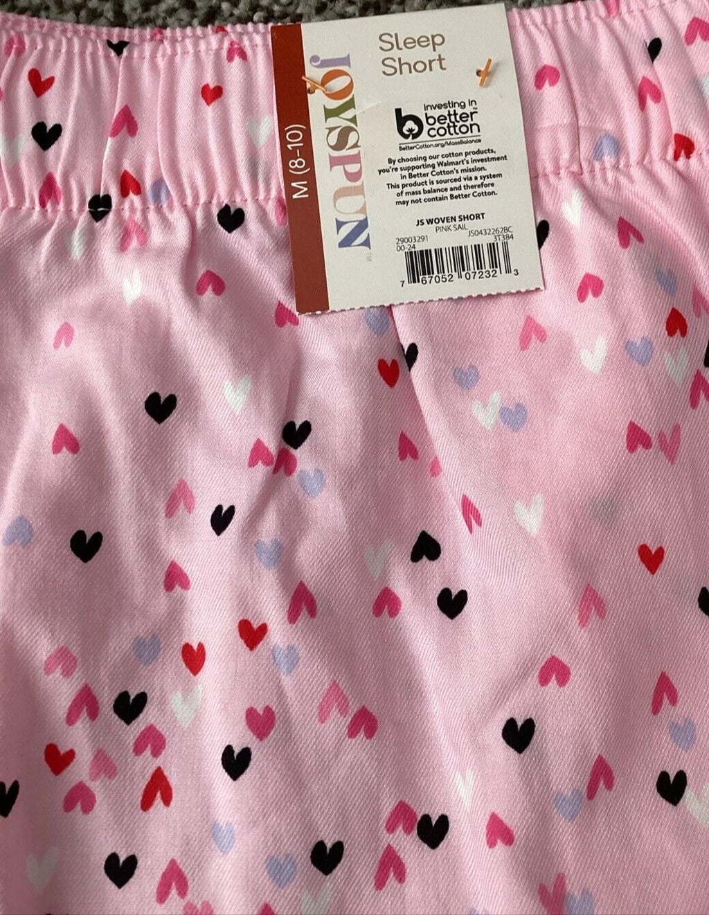 JOYSPUN LADIES PINK SAIL HEART PRINT WOVEN ELASTIC WAIST PJ SHORTS Sz M*