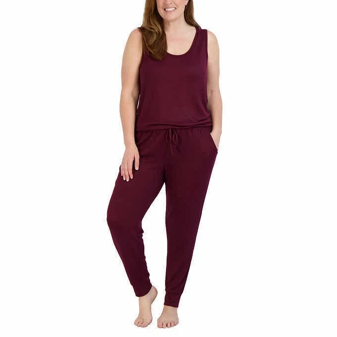 NWT LIVE 2 LOUNGE LADIES' 4 PC ESSENTIALS LOUNGE SET WINE SZ M #E619