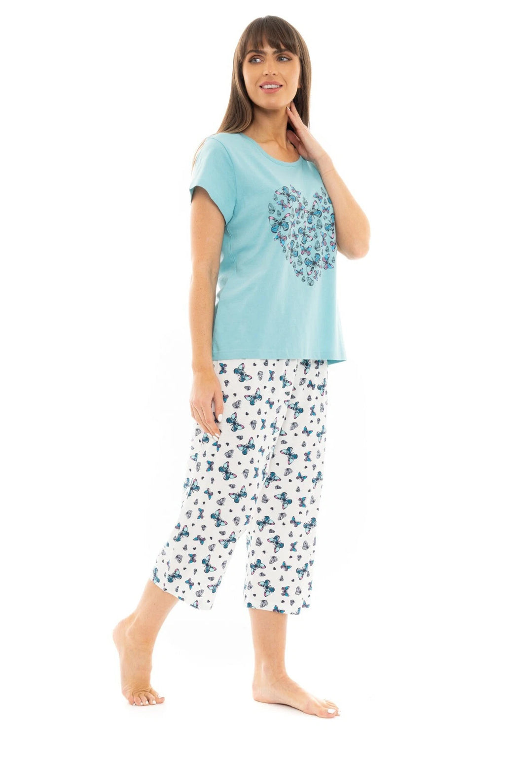 Suzy & Me Ladies 100% Cotton Jersey Crop Leg Pyjama