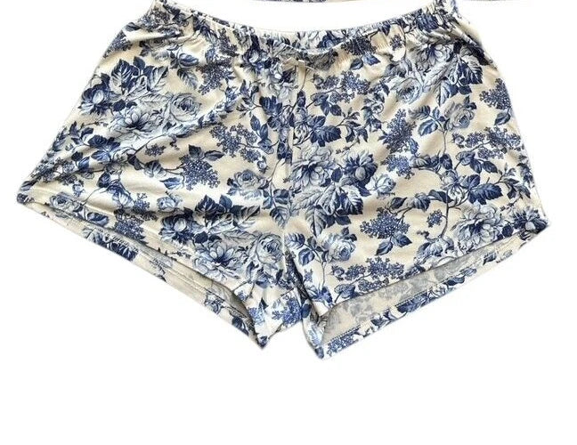 Laura Ashley Lounge Pajama Set Size Small Babydoll Lace Cami & Shorts Floral