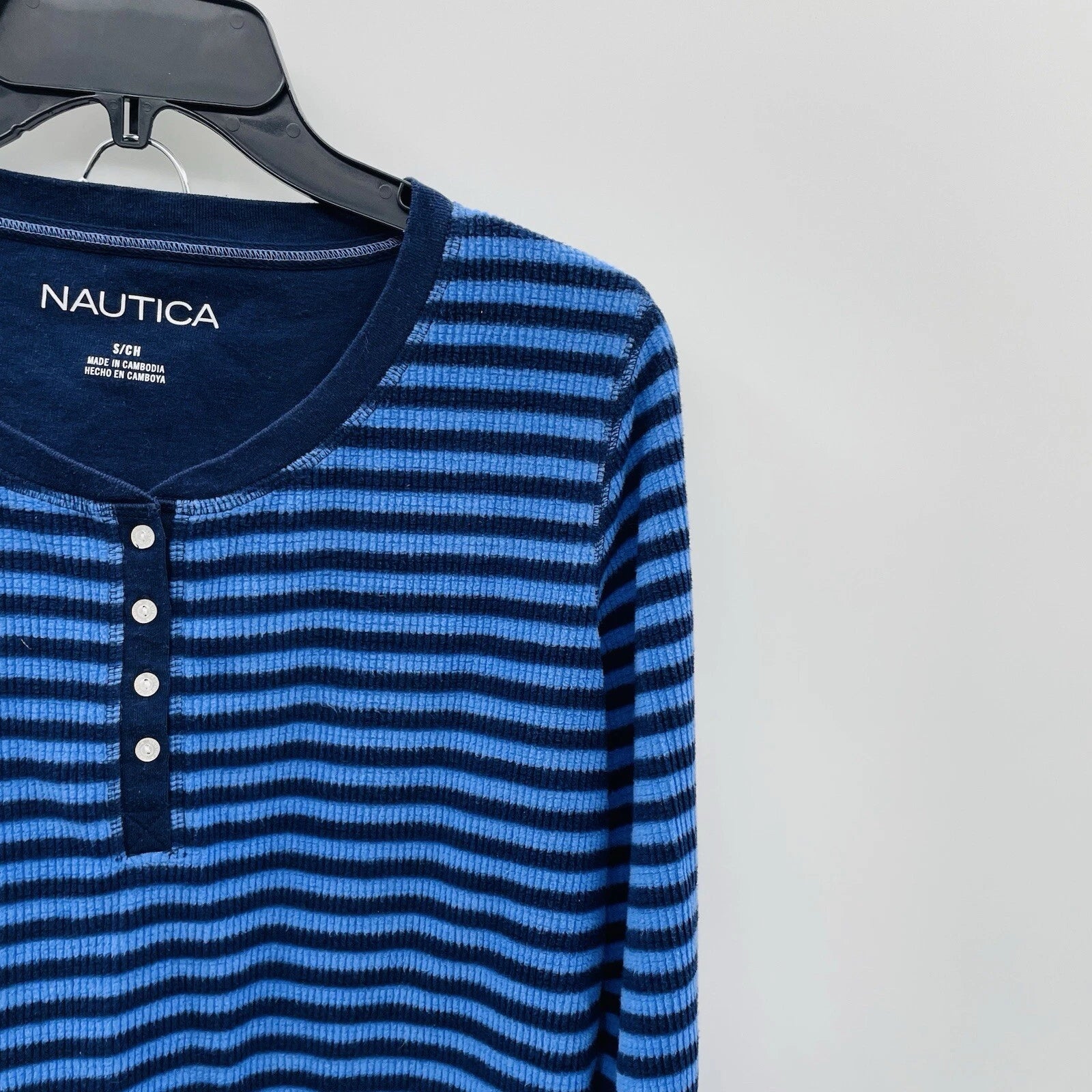 Nautica Womens Size Small Soft Fleece Striped 2 Piece Pajama Set in Blue