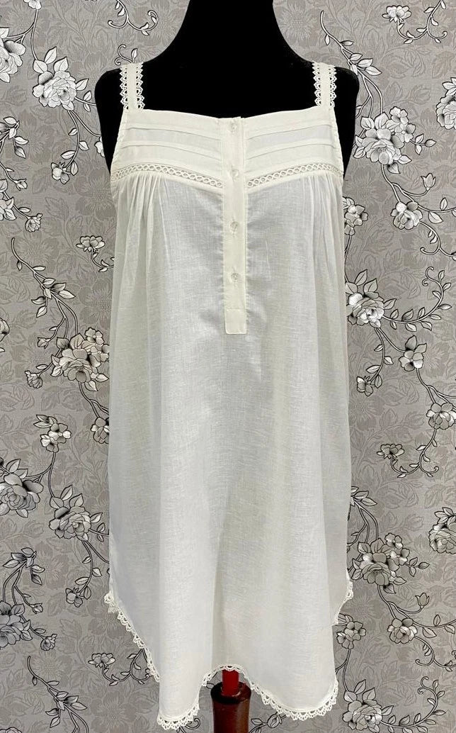 SoieRose 100% Cotton Victorian Sleeveless Nightgown - Ivory - SR-1070