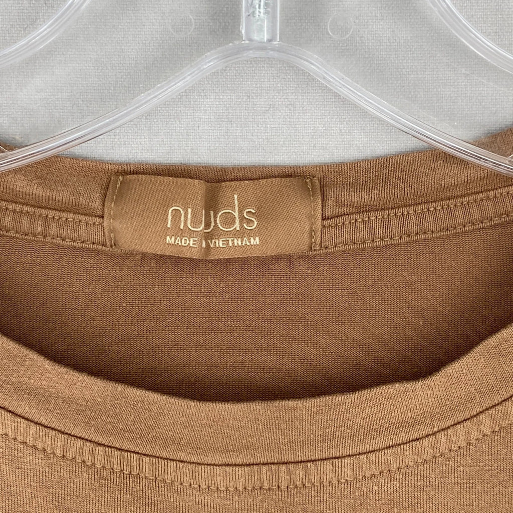 Nuuds Pajama Set Top & Pants Womens Size XS Brown Crewneck Pull On Bottoms