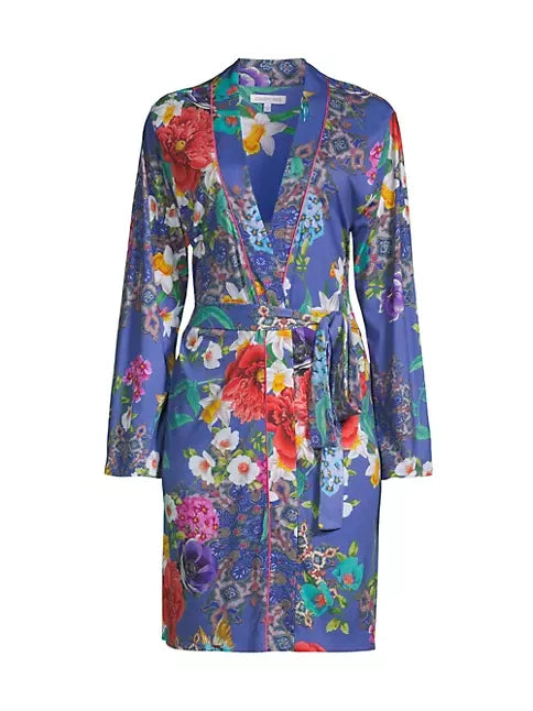 Johnny Was SUNRISE BLUE Sleep Wear PJ LONG SET Night Cotton Lounge Flower XL NEW