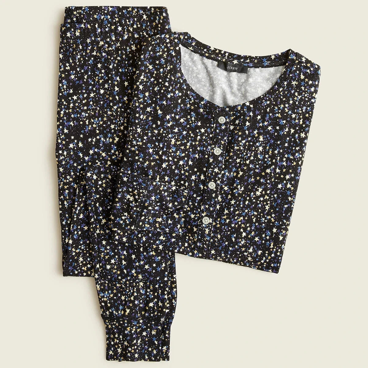 NEW $110 J Crew Eco Dreamiest Henley Pajama Set in Starry Sky Print womens  XS