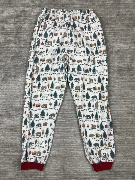 Personal Identity Intimates Pajama Suit Large White Bear Forest Print Two Piece