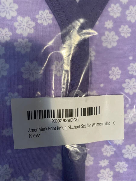 V-Neck Lace Trim Floral Pattern 2-Piece  Pajama Set Size 1X