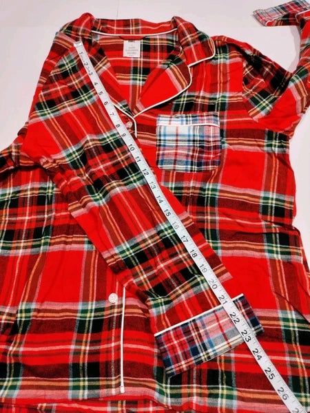 Lands End Women’s Large 2-piece Red Cotton Flannel Pajama Set NWT