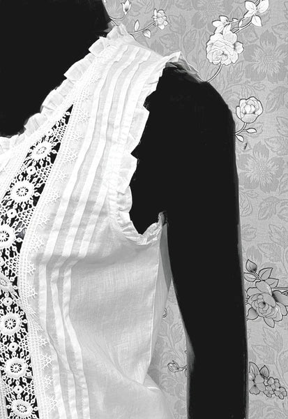 Victorian White 100% Cotton Pajama Set with Wide Leg Pants - SoieRose SR1175