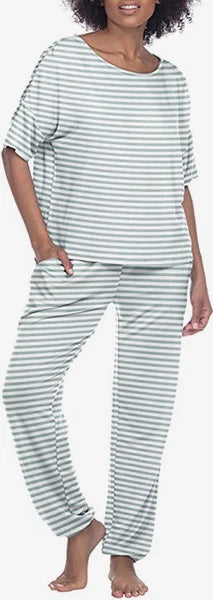 Honeydew Women's Striped Pattern 2 Piece Pajama Set (Chilled, XLARGE),