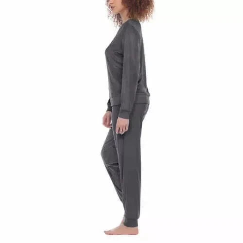 NEW Womens Honeydew Velour Super Soft Fleece 2 Piece Lounge Set, MEDIUM, Gray