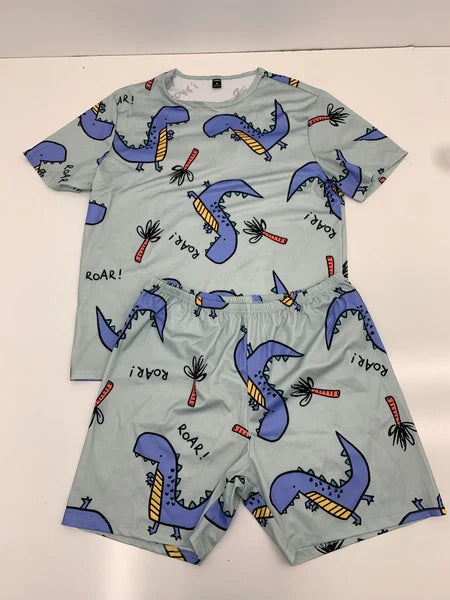 Shein Womens Green Dinosaur Print Pajama Set Size XL