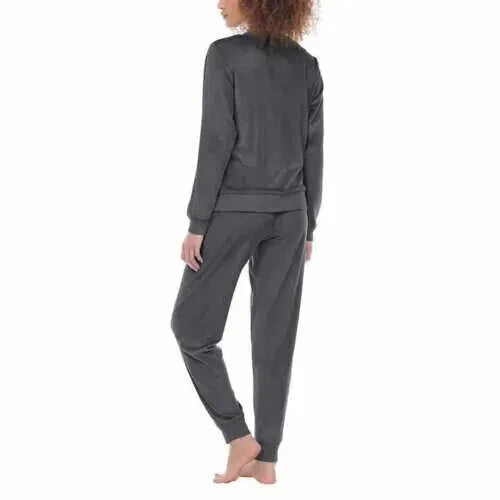 NEW Womens Honeydew Velour Super Soft Fleece 2 Piece Lounge Set, MEDIUM, Gray