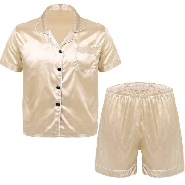 Mens Satin Nightwear Two Piece Pyjamas Pajamas Set Loungewear L-3XL-