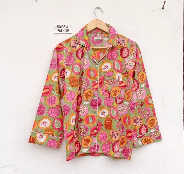 NEW 100% Organic Cotton Long PJ SET Long Sleeve Women Pajama Set  Size S/M/L/XL