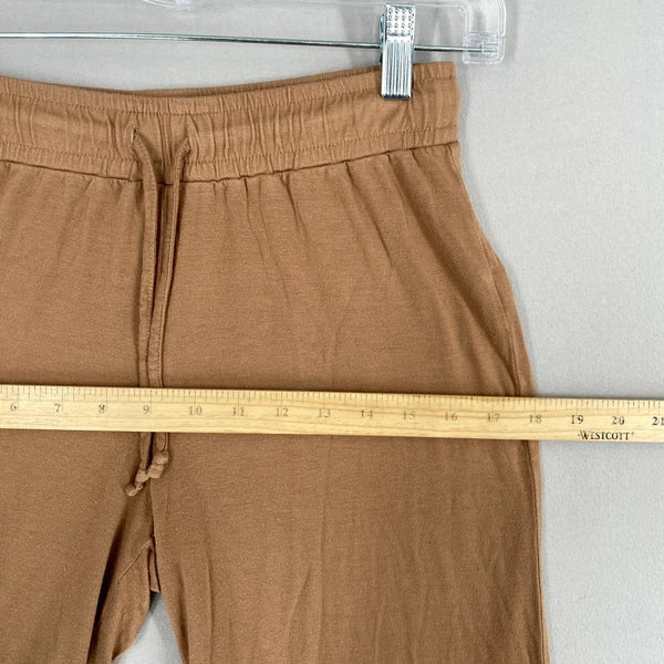 Nuuds Pajama Set Top & Pants Womens Size XS Brown Crewneck Pull On Bottoms