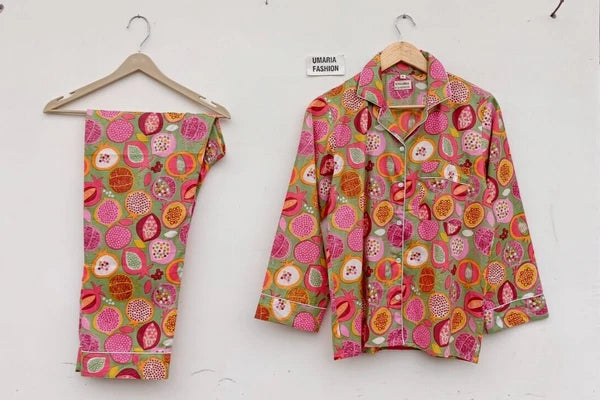 NEW 100% Organic Cotton Long PJ SET Long Sleeve Women Pajama Set  Size S/M/L/XL