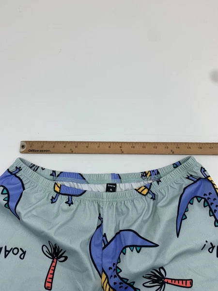 Shein Womens Green Dinosaur Print Pajama Set Size XL