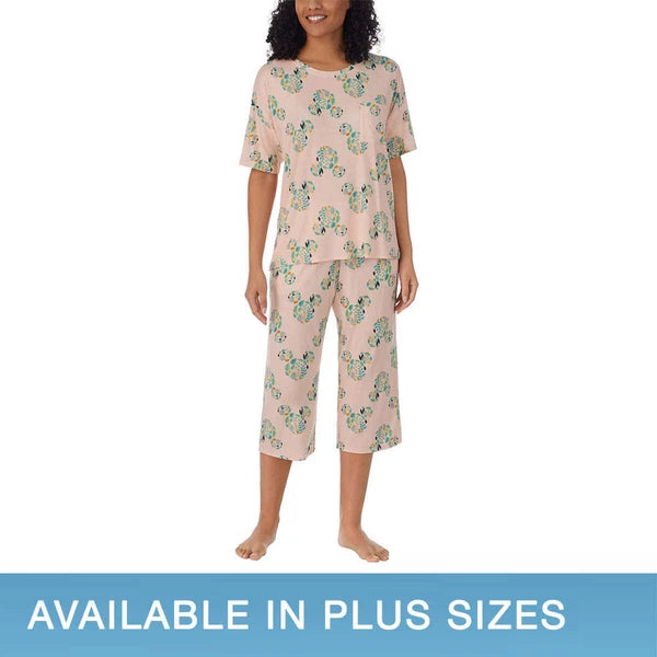 Disney Womens 2 Piece Capri Pajama Set