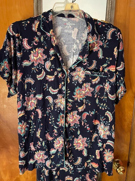 Liz Claiborne Navy Blue Floral Print PJ's - XXL