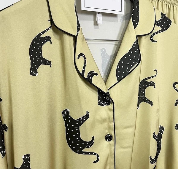 Women Pyjamas Bonnie Ladies PJs Ice Silk Long Sleeve Soft Sleepwear Set UK