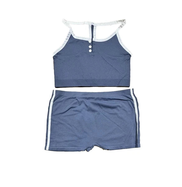 Women's Plus Size Henley Set - Colsie Blue 3X