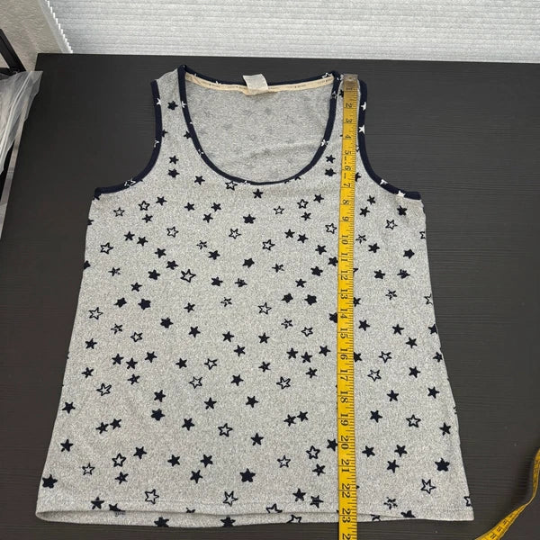 Lucky Brand Blue Gray Star Print Tank Shorts Sleepwear Set Women's Size Medium