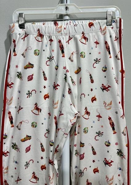 Lake Pajamas Set Pima Cotton Long-Long Sleeve Crop  Christmas White New Size S