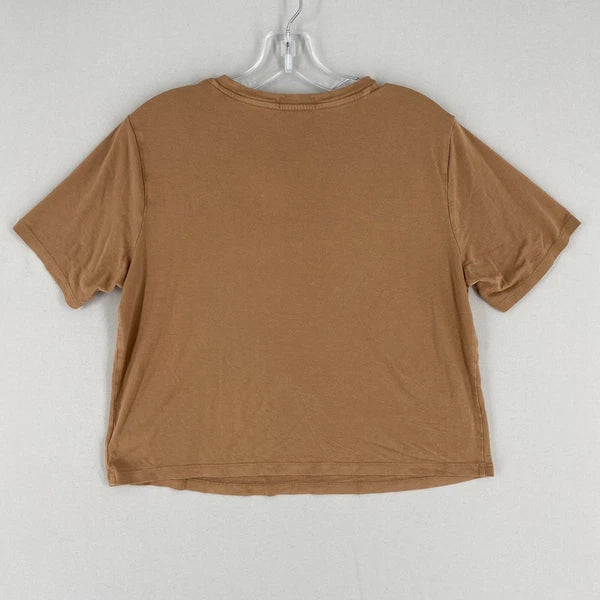 Nuuds Pajama Set Top & Pants Womens Size XS Brown Crewneck Pull On Bottoms