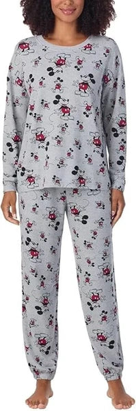 Disney Womens 2 Piece Cozy Pajama Set | Gray | Large