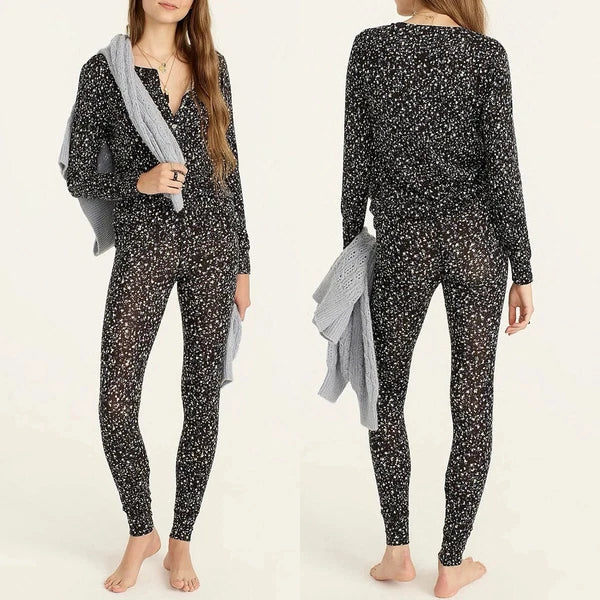 NEW $110 J Crew Eco Dreamiest Henley Pajama Set in Starry Sky Print womens  XS