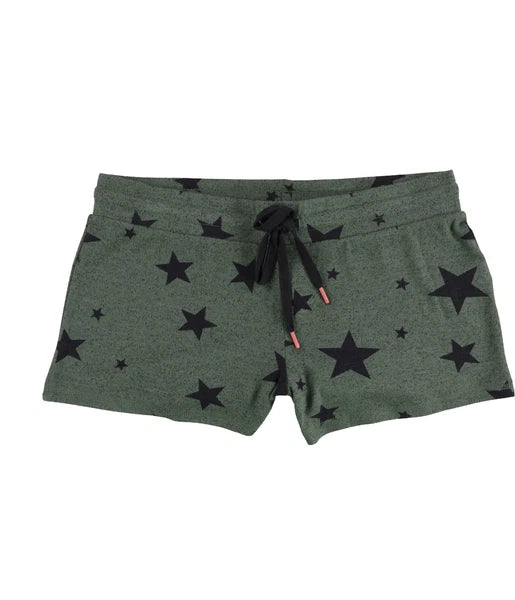 P.J. Salvage Womens Black Stars Pajama Shorts, Green, Small
