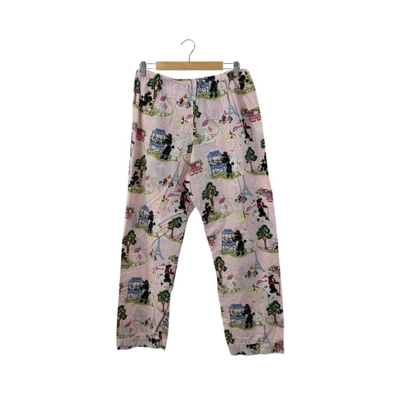 Nick & Nora Medium Pajama Set Poodles In Paris Cotton Top Pants Womens READ
