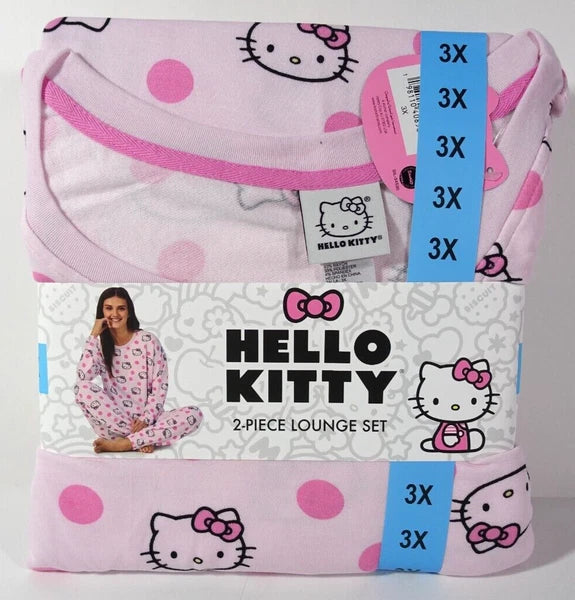 Hello Kitty Women 3X (28-30) Pajama Set Pink Lounge Soft Midweight NIP