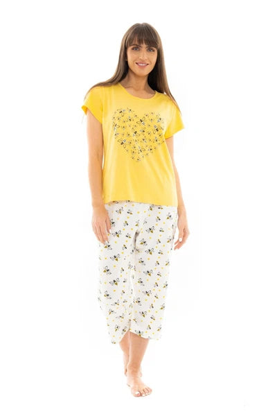 Suzy & Me Ladies 100% Cotton Jersey Crop Leg Pyjama